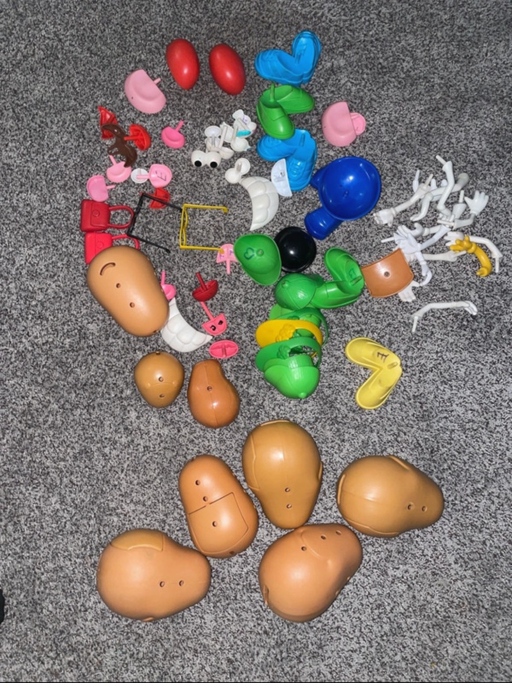 Vintage Mr Potato Parts Set - Mixed Colors Replacement Pieces great set